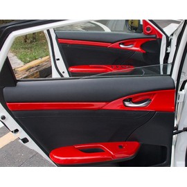 ANUNFRRE Car Accessories Fit for Honda Civic 10th Gen 2016-2021 ABS Interior Window Control Panel Door Lock Switch Cover Trim 4PCS Set（Red）