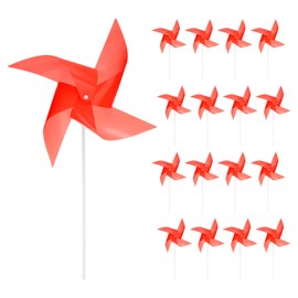 sourcing map 25pcs Windmills for the Yard Garden 17" x 11" 4 Leaves Pinwheels Wind Mills Spinners Windproof Waterproof Bird Devices with Stakes for Patio Decor, Red