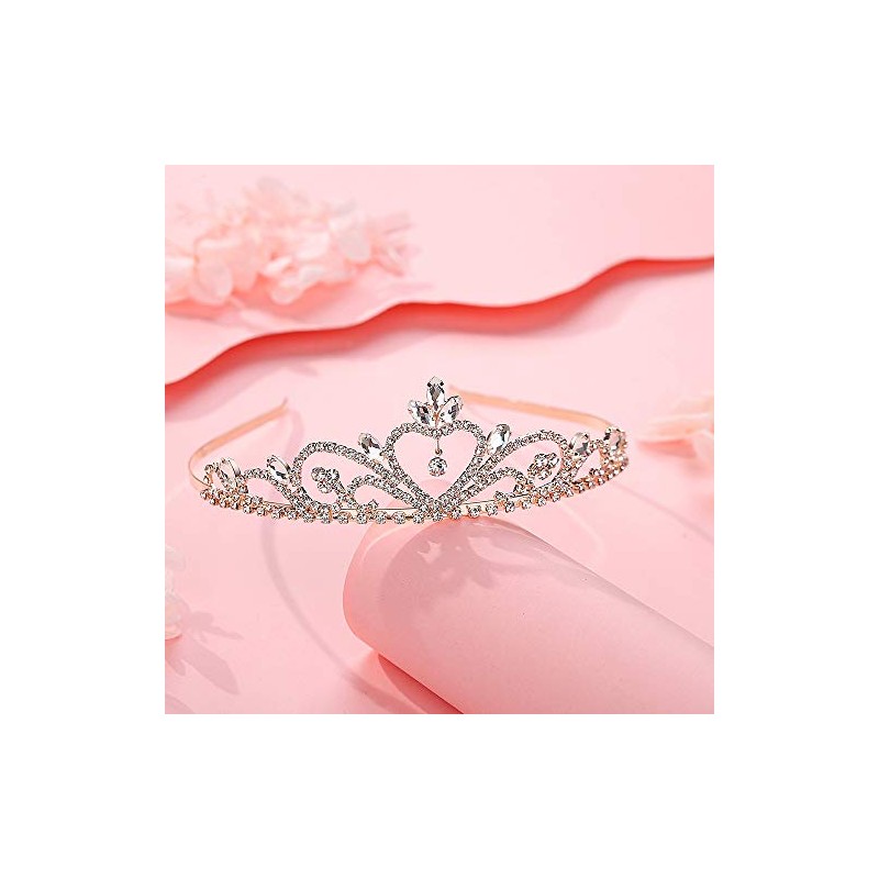 Lovelyshop Princesa Tiara de Boda de Diamantes de Imitación-Oro Rosa