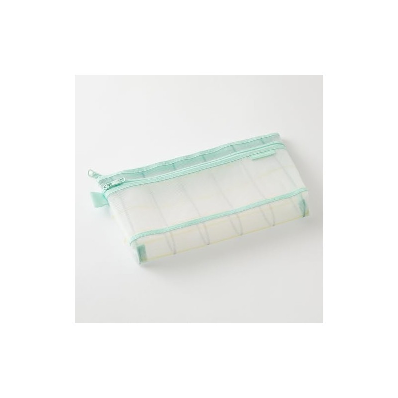 Midori 41850006 Pen Pouch, Mesh, Checkered Pattern, Green