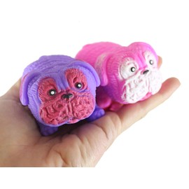 Curious Minds Busy Bags 2 Stretchy Pug Dog Crushed Bead Sand Filled - Doggy Lover Sensory Fidget Toy Weighted (Random Colors)