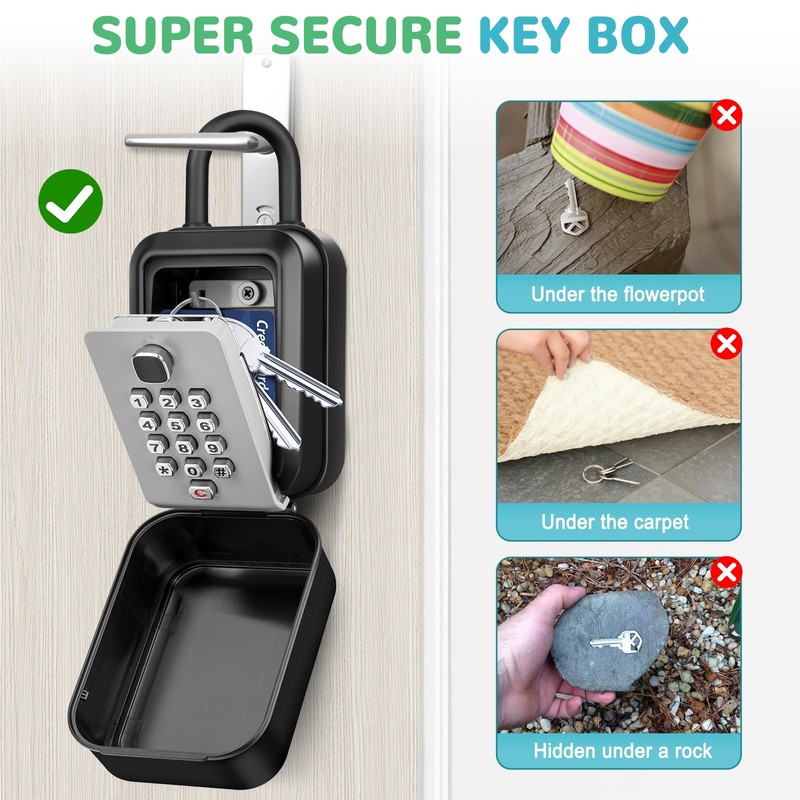 KTUEOV Key Safe with Number Code, 12 Digit Key Safe