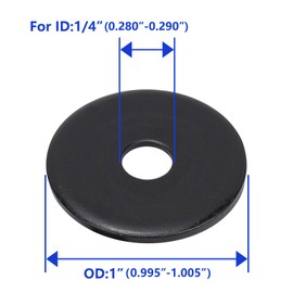 1/4" x1"OD Black Fender Washer,18-8 (304) Stainless Steel Flat Washer, 1/4 ID x 1" OD, 100Pcs