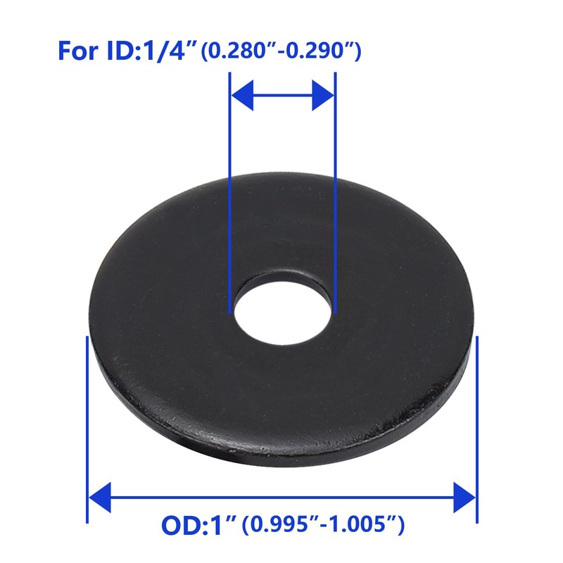 1/4" x1"OD Black Fender Washer,18-8 (304) Stainless Steel Flat Washer,