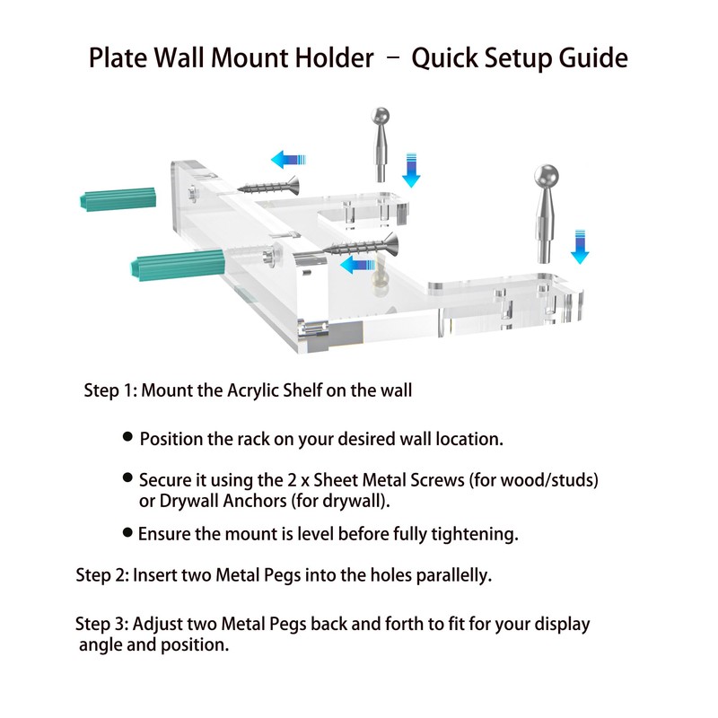 Acrylic Display Shelf with Adjustable Display Angles by Metal Silver