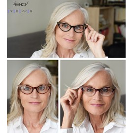 Eyekepper Damen 3 Paar Lesebrille Damen Vintage Cat Eye Lesegeräte(Schwarz/Tortoise/Lila Transparent, 1.00)