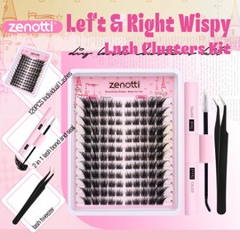 Lash Clusters Kit Cat Eye Eyelash Extensions Kit Wispy Fairy Lashes Clusters Natural Individual lashes Fox Eye DIY Lashes Extensions at Home with Lash Bond and Seal and Eyelash Tweezers by zenotti