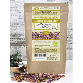 direct&friendly Organic Colourful Flower Mix, 50 g, Colourful Edible Flower Mix of Rose, Marigold and Cornflower Petals