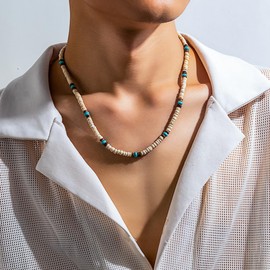 Fuqimanman2020 Puka Shell Necklace Summer Beach Surfer Seashell Necklace White+Brown