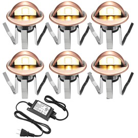 FVTLED Pack of 6 Low Voltage LED Stair Deck Lights kit Φ1.38" Outdoor Garden Yard Decoration Lamp Recessed Landscape Pathway Step Warm White LED Lighting, Red Bronze