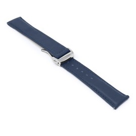 DASSARI Sailcloth Nylon Watch Band Strap with Deployant Clasp - Blue - 20mm - Polished Silver