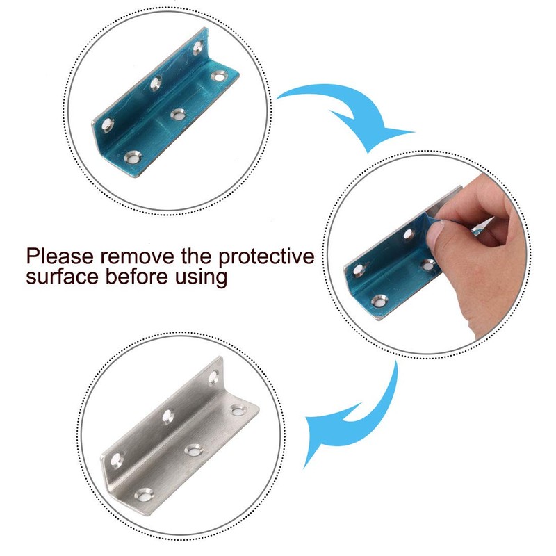 sourcing map 4pcs Angle Bracket Metal 80x20mm Corner Fastener L