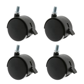 Set of 4 Furniture Transport Castors 40 mm with Threaded Pin and Brake Furniture Castors