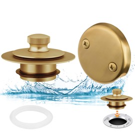 Artiwell Bath Tub Drain Trim Set Conversion Kit Assembly, With Easy Installation Lift and Turn Twist Bathdrain Stopper and Two Holes Tub Drain Overflow Faceplate,Fit Most Bath Drains, Champagne Bronze