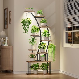 BACEKOLL Plant Stand Indoor with Grow Lights, 63" Tall Indoor Plant Shelf, 9 Tiered Corner Plant Holder, Large Flower Display Shelves for Living Room, Bedroom, Office, Home Decor