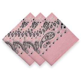 EVERY-VILLE Where EVERYone is Welcome 3 Pack Light Hot Pink Bandana for Women Men Gift Packaging - Cowgirl Cowboy Accessories Scarf Headband Neckerchief - Large Paisley Hair Face Covering
