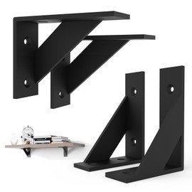 SOGAL Shelf Bracket 3 Inch x 4 Inch,Black Shelf Brackets,Small Shelf Brackets,Shelf Support Angle Brackets for Shelves, Heavy Duty Shelf L Brackets 4Pack