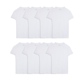 Fruit of the Loom Fruit of the Loom Men's Undershirts, Moisture Wicking & Tag Free, Short Sleeve Crew T-Shirts, White-8 Pack, Medium