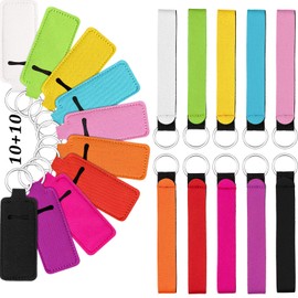 20 piezas de soporte para lápiz labial, soporte para lápiz labial, funda con clip y cordón de pulsera, plateado (Silver Ring), M