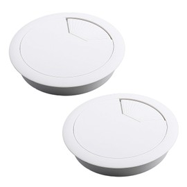 Pack of 2 White 80 mm Washers for Desk, Cut Out Cable Management Box, Plastic Cable Grommet, Cable Holes for Computer Desk, Suitable for Organising Cables