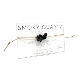 Stosa - Crystal String Bracelet, Crystal String Anklet, Crystal Friendship Bracelet - Handmade (Smoky Quartz)