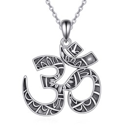 ONEFINITY Om Necklace 925 Sterling Silver Om Pendant Yoga Aum Ohm Necklace Buddhist Jewellery For Women Men