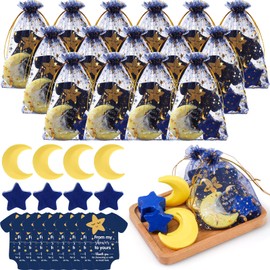 Dansib 50 Sets Twinkle Twinkle Baby Shower Favors Gift Moon and Star Shaped Bath Soaps with Blue Thank You Cards Showing Love Gifts for Guest Return Prizes Gender Reveal Birthday Party Decoration