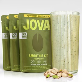 JOVA Pistachio Smoothie Mix | Healthy Snack with Whole Foods: Oats, Cacao, Cashews, Collagen & Chia Seed | Ready in 1 Minute (22g Protein, 10g Fiber, 4g Sugar), 3-Pack