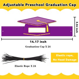 HEYINSHEN 24PCS Paper Kindergarten Graduation Cap - Preschool Graduation Cap for Students Adjustable Purple Graduation Hat