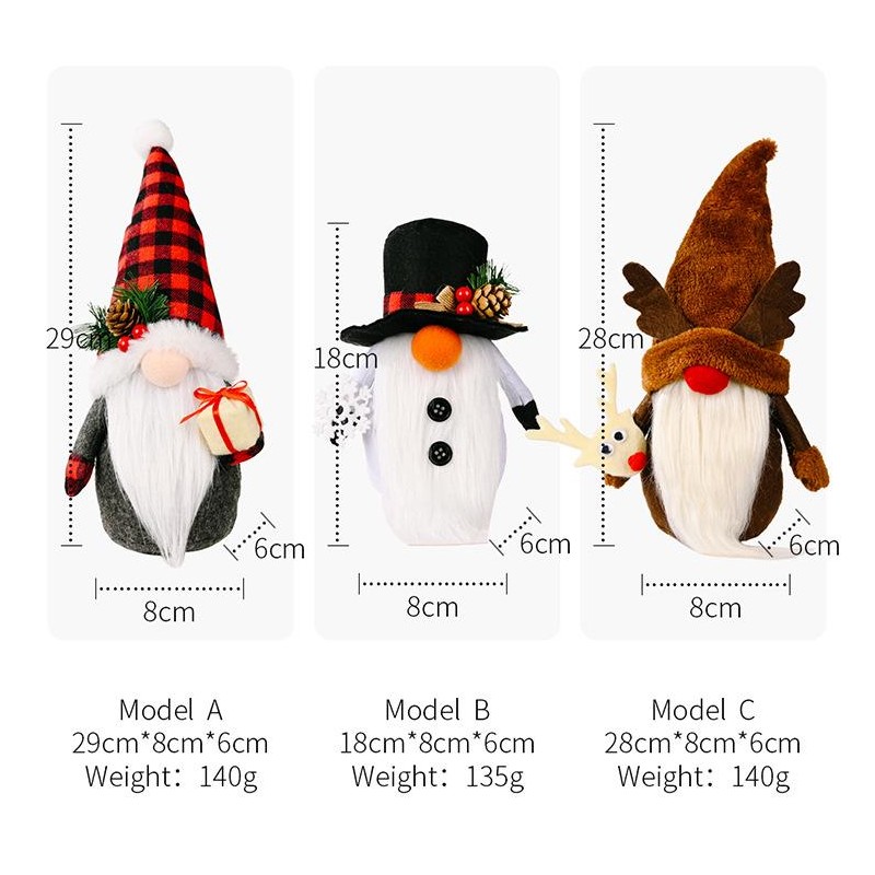 3 Pcs Christmas Gnomes Plush Doll Swedish Gnomes Christmas Decorations