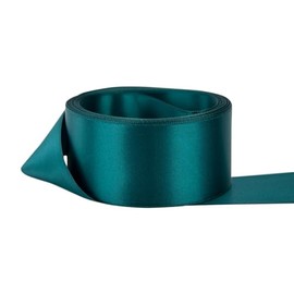 Ribbon Bazaar Double Faced Satin - Premium Gloss Finish - 100% Polyester Ribbon for Gift Wrapping, Crafts, Scrapbooking, Hair Bow, Decorating & More - 1-1/2" Teal 50yd Spool