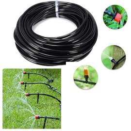Paor 10 Meters Black Micro Irrigation Tube I.D 4mm/O.D 6mm for Gardening Watering