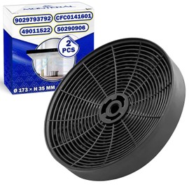 Pack of 2 Activated Carbon Filters Type A for Cooker Hood, Diameter 173 x H 35 mm, FB01UA 49011522 50290906 9029793792 CFC0141601 for Candy Electrolux for Whirlpool MONTERAL