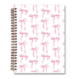 KDHTY Pink Coquette Bow Spiral Notebook, Preppy Girly Aesthetic Journal Preppy Gifts for Women, Cute Notebook for Teen Girls Women,Cute School Supplies,Coquette Stuff Trendy Hardcover Spiral Notebook 5.5x8.3
