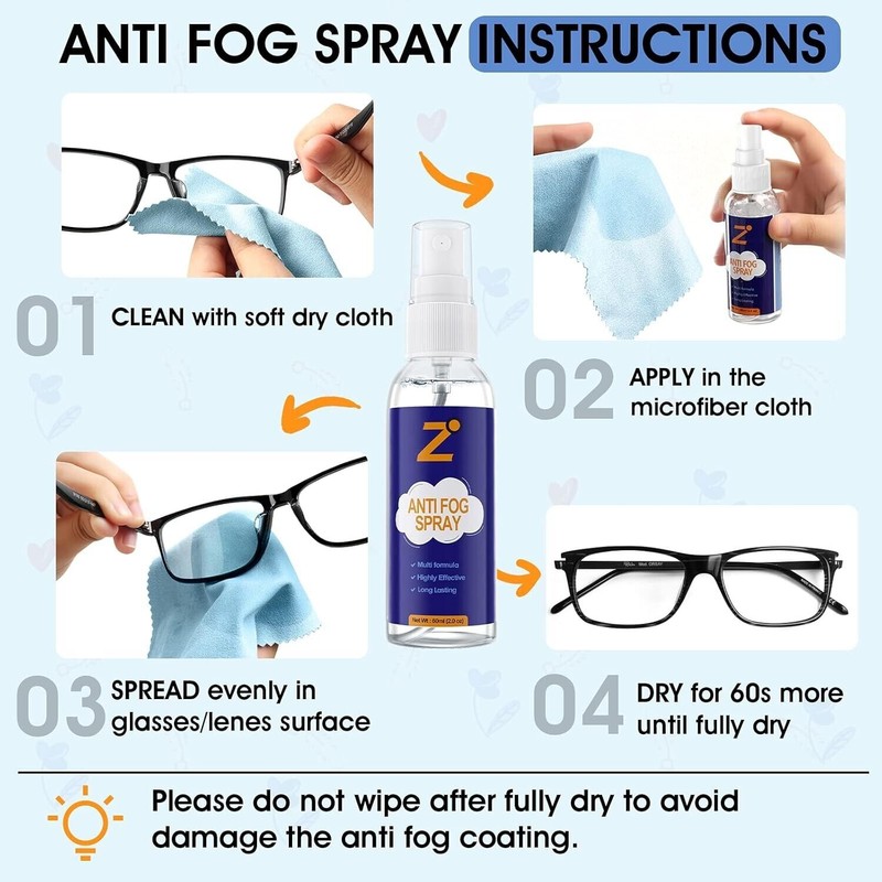 Unbranded Anti-Fog-Spray for Glasses with Non AR Lenses Long-Lasting-S