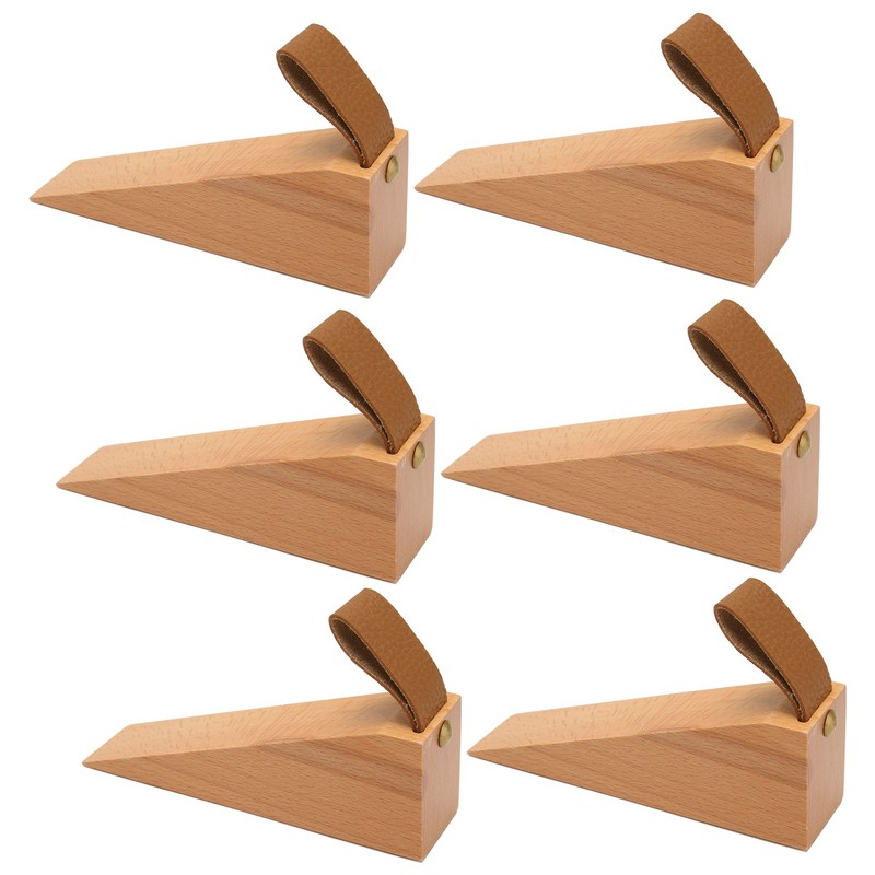 6pcs Door Stopper Wedge Polished Glossy Compact Wooden Firefighter Door