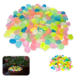 200Pcs Glowing Pebbles Stones Colorful Glow in The Dark Pebbles Luminous Stones for Fish Tank Garden Walkway Aquarium Garden Patio Landscape Home Indoor or Outdoor Use Decorative