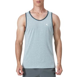 KPSUN Men's Quick Dry Tank Tops Athletic Workout Gym Bodybuilding Fitness Sports Sleeveless Shirts for Beach Running (Light Grey 3XL)