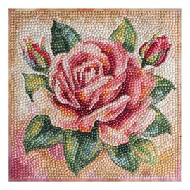 Ideen mit Herz Diamond Painting Topper, 20 cm x 20 cm, Beautiful Motifs, Includes Accessories, for Wooden Box or Gift Box (Rose in Apricot)