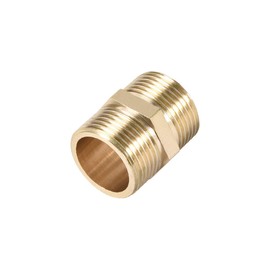 sourcing map Brass Pipe Fitting Connector Straight Hex Nipple Coupler 3/4 x 3/4 G Male Thread Hose Fittings Gold Tone