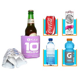 10 Below Classic Freezable Can and Bottle Cooler - Cools to Zero and Below! Swappable ThermPak - 4 in 1 Design - Purple