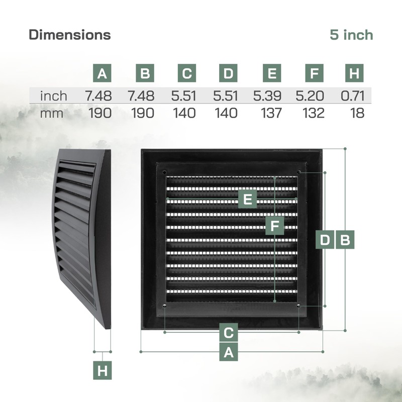 Vent Systems 190 x 190 mm / 7.5 x 7.5