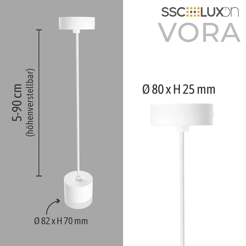 SSC-LUXon Vora Design Ceiling Light in Matt White with Textile