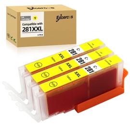 EXCERCUS Replacement for Canon CLI-281 CLI-281 XXL Yellow Compatible Ink Cartridges Use for PIXMA TS9120 TR7520 TR8520 TS6120 TS6220 TS8120 TS8220 TS9520 TS6320 TS9521C (3X 281XXL Yellow)