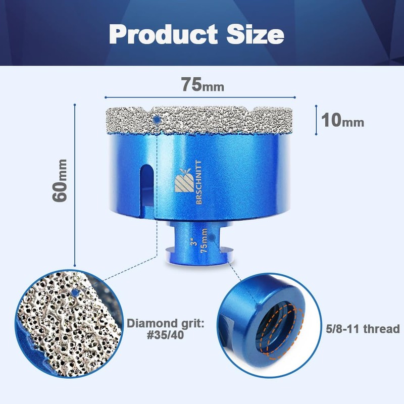 3 Inch Diamond Core Drill Bit for Porcelain Tile Ceramic