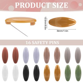 16pcs Hijab Pins Scarf Safety Pins Colorful Hollow Oval Pin Scarf Pin Headscarf Decoration Plastic Scarf Clip Hijab Accessories for Women
