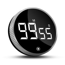 CNMTCCO Digital Kitchen Timer Magnetic Egg Timer with LED Display, Countdown Countup Kitchen Timer for Cooking Baking Learning Fitness Sports (Black)