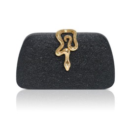 HuiYStar Women Sparkle Clutch Evening Handbags with Snake Clasp for Party Prom Wedding, black