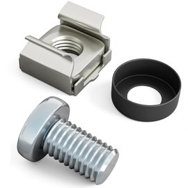 hb-digital 10 x Mounting Screws Cage Nuts Set M6 for Network Cabinets, Server Cabinets, Stainless Steel, Corrosion Resistant, Easy Installation, Pan Head Screws and Washers - Nickel Plated Black