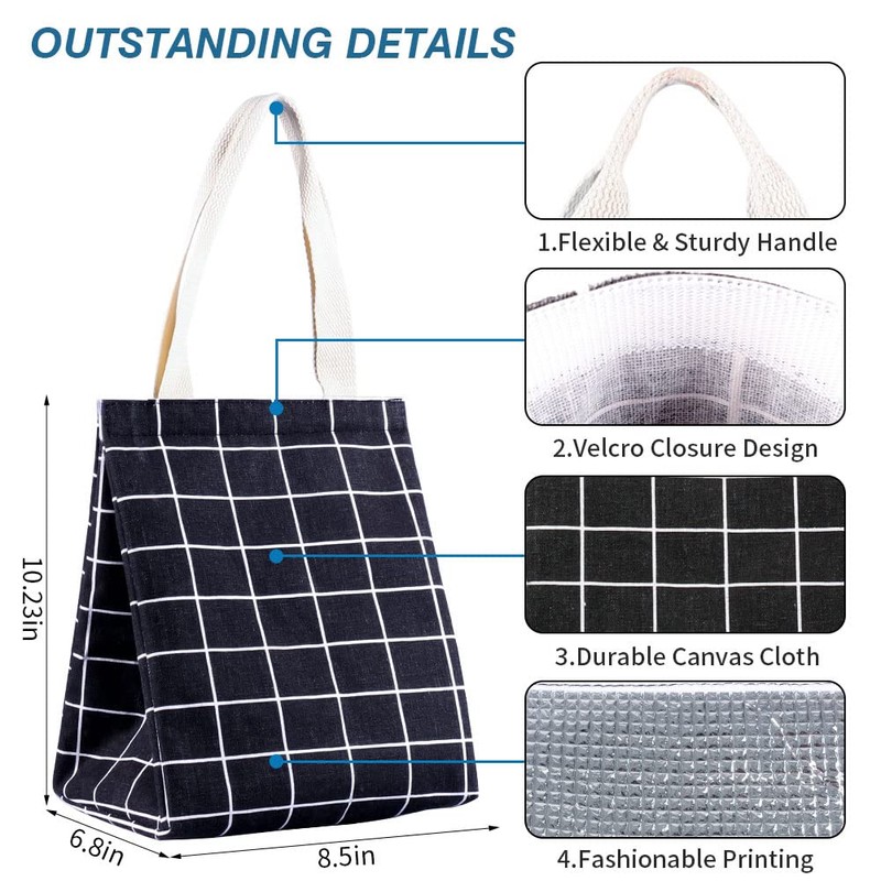 iknoe Insulated Lunch Bag for Women, Durable Wide-Open Foldable &